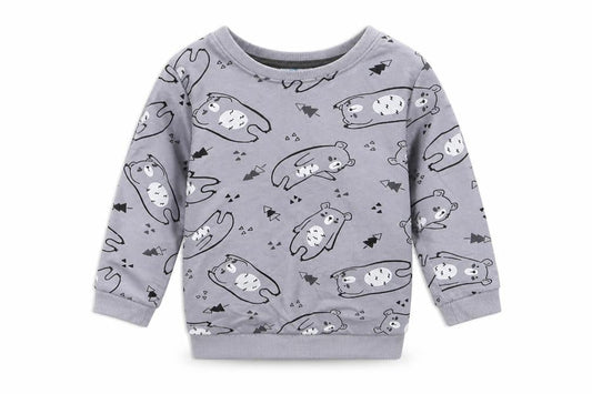 so cute Girls Grey Geometric Cotton Basic Casual Size 12-18 Months Crew Neck Pullover