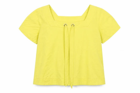 French Connection Womens Yellow  Viscose Basic Blouse Size 10 Square Neck