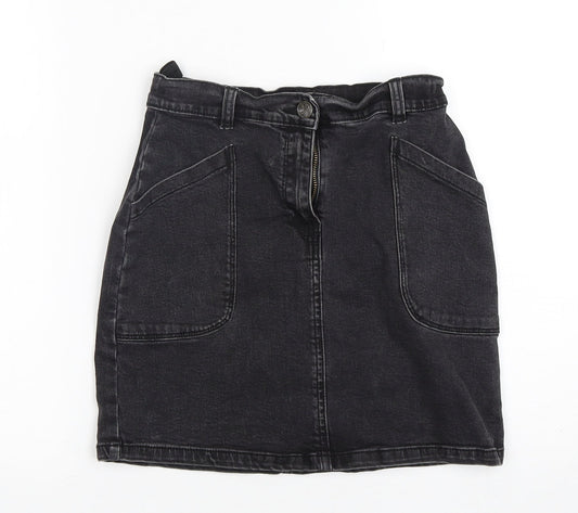 Nutmeg Girls Black  Cotton Mini Skirt Size 11-12 Years  Regular