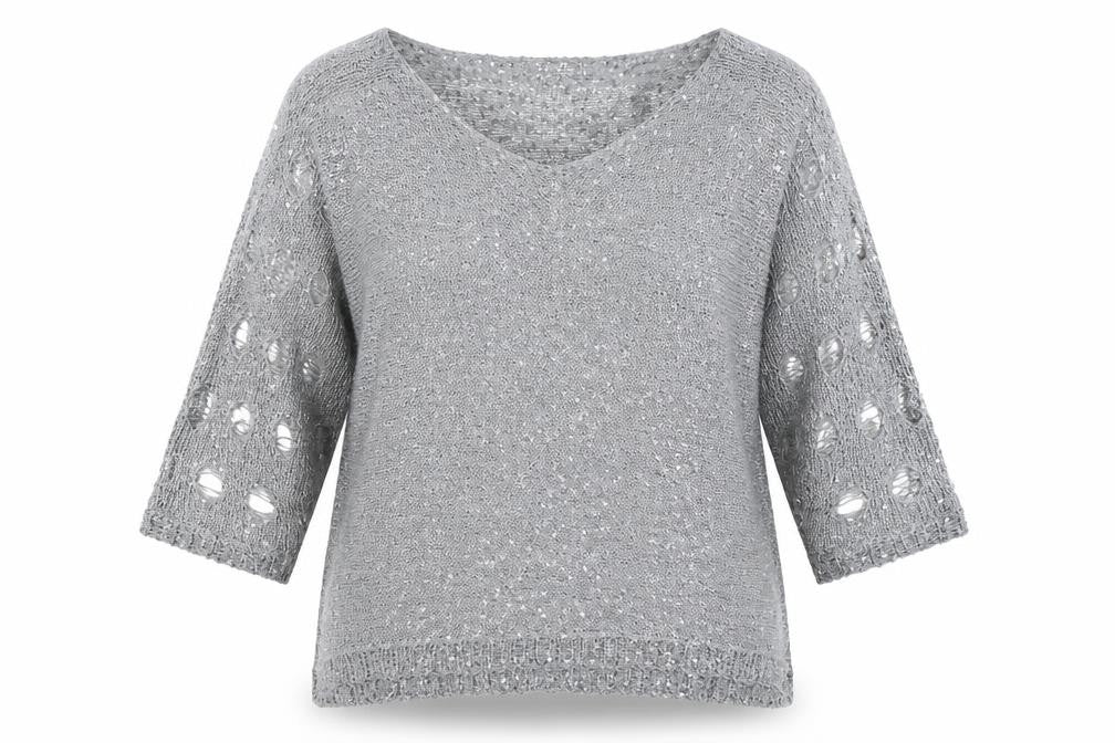 Stella Morgan Womens Silver Round Neck  Polyester Pullover Jumper Size 10