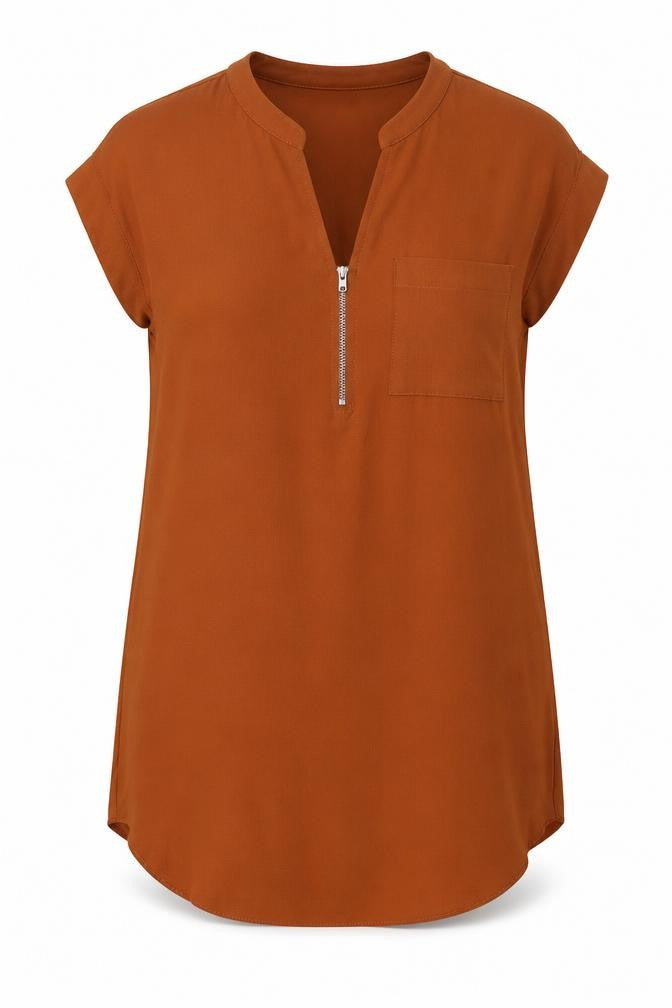 Papaya Womens Brown  Polyester Sheath  Size 10  V-Neck