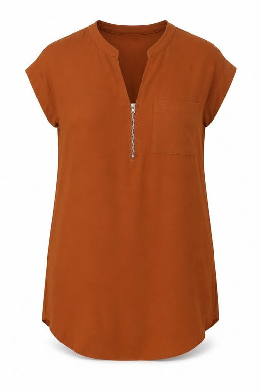 Papaya Womens Brown  Polyester Sheath  Size 10  V-Neck