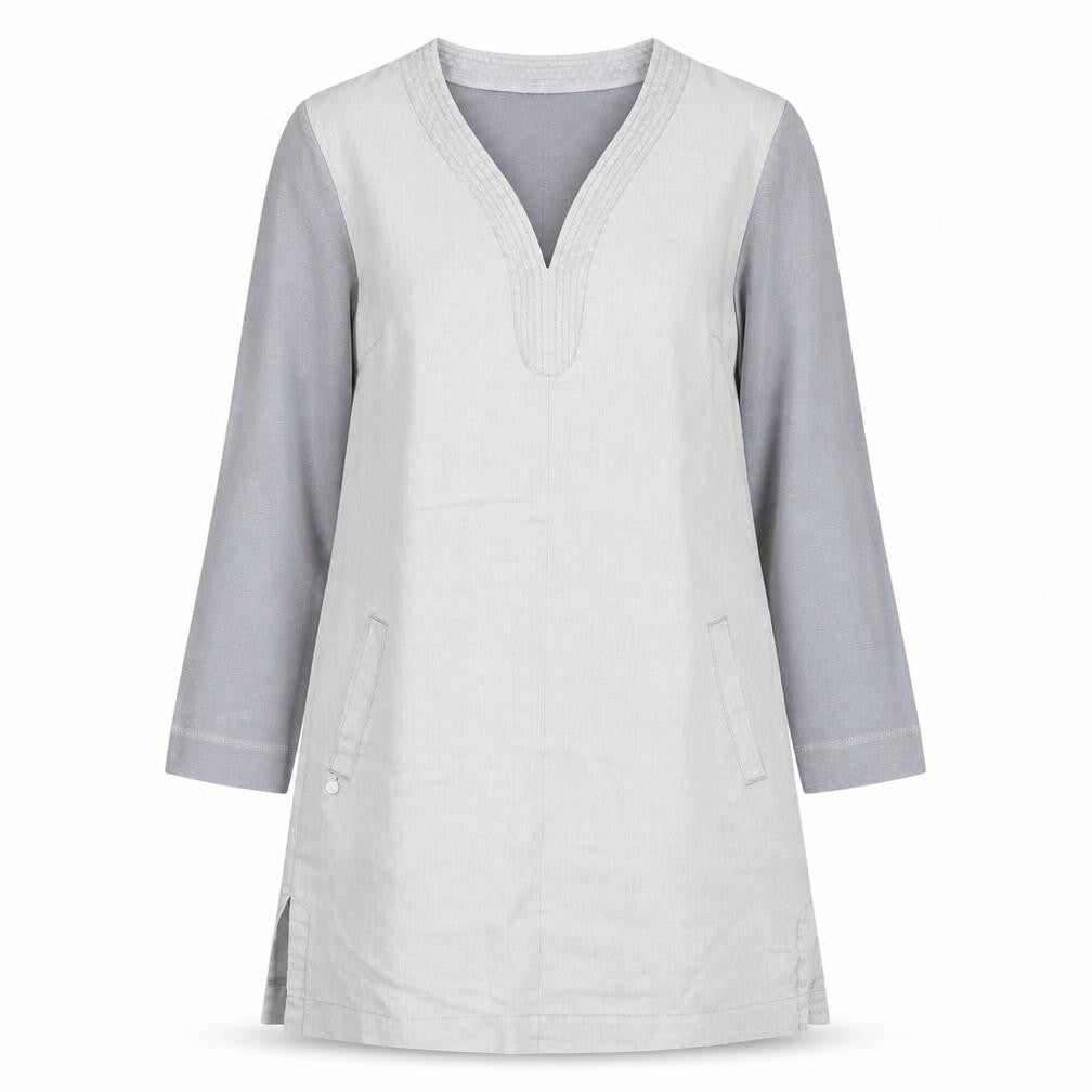 Sandwich Womens Grey  Linen A-Line  Size 8  V-Neck