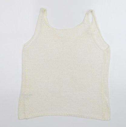 Next Womens Ivory V-Neck  Polyester Vest Jumper Size 16