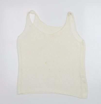 Next Womens Ivory V-Neck  Polyester Vest Jumper Size 16