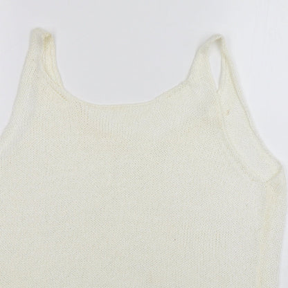 Next Womens Ivory V-Neck  Polyester Vest Jumper Size 16