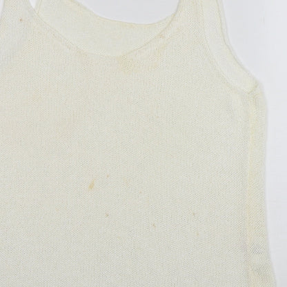 Next Womens Ivory V-Neck  Polyester Vest Jumper Size 16