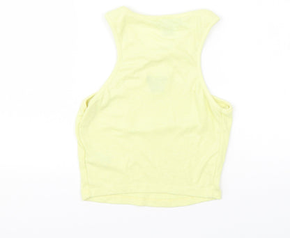Primark Womens Yellow  Polyester Basic Tank Size 6 Boat Neck - Butterfly