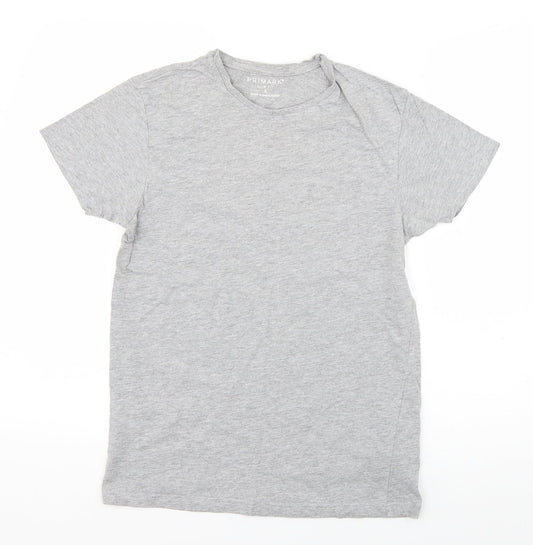 Primark Boys Grey  Cotton Basic T-Shirt Size S Round Neck Pullover