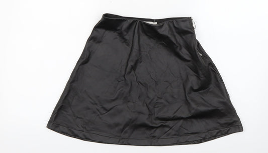 H&M Girls Black  Polyurethane Skater Skirt Size 12 Years  Regular