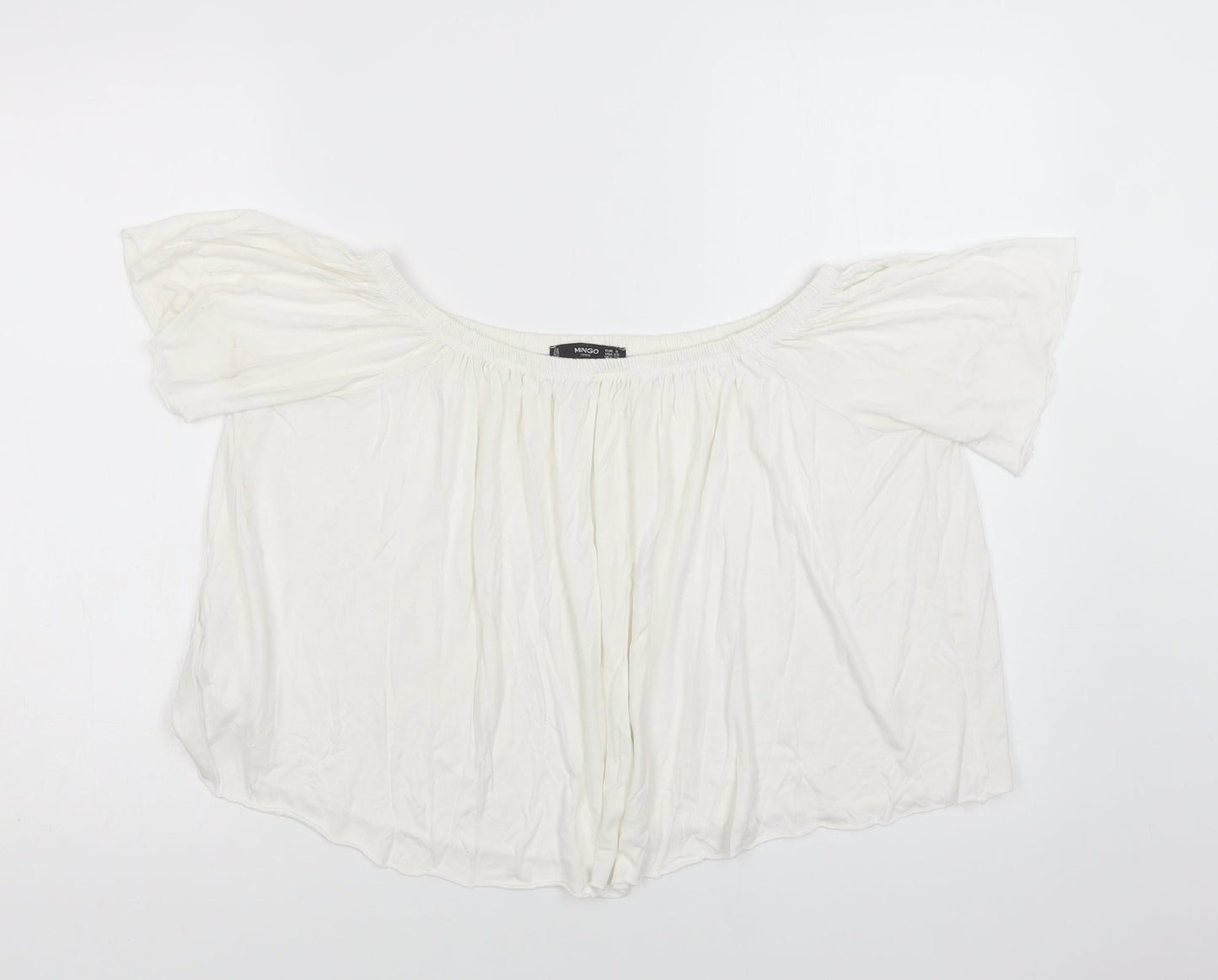 Mango Womens White  Viscose Cropped Blouse Size S Off the Shoulder