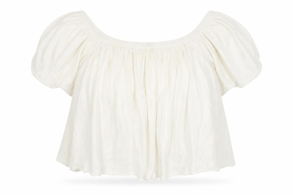 Mango Womens White  Viscose Cropped Blouse Size S Off the Shoulder
