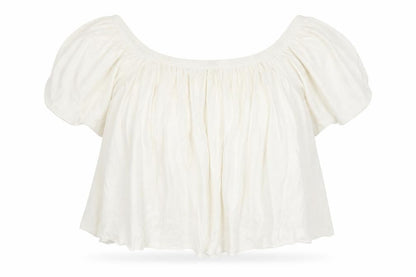 Mango Womens White  Viscose Cropped Blouse Size S Off the Shoulder