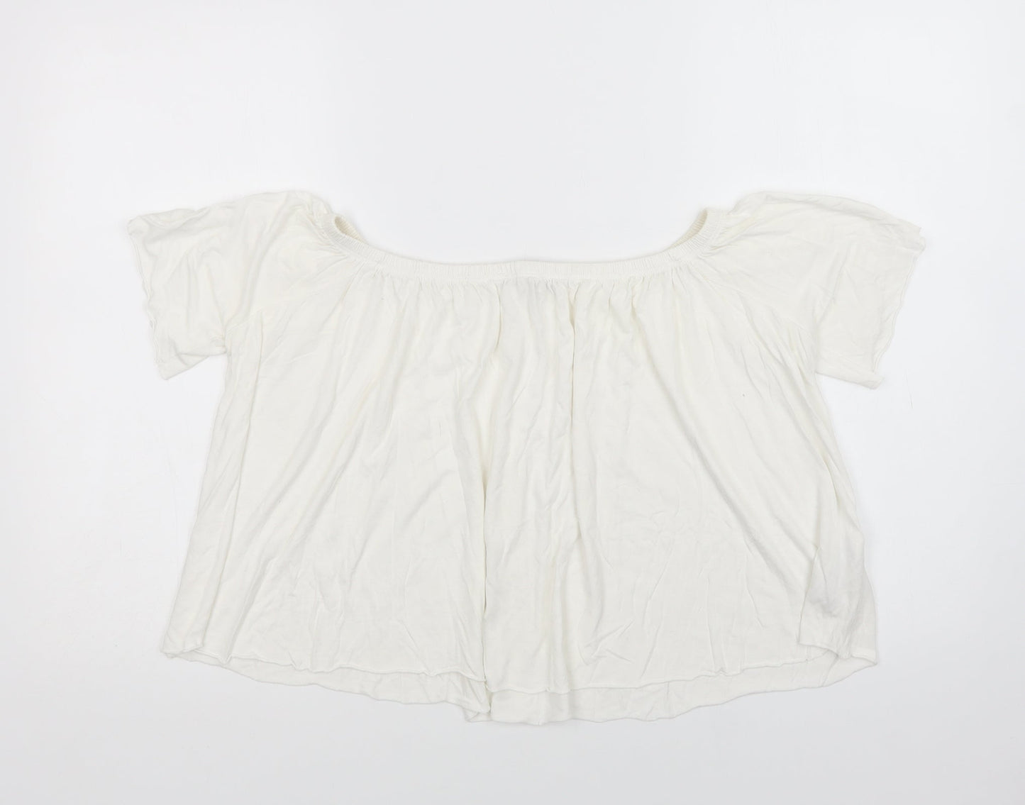 Mango Womens White  Viscose Cropped Blouse Size S Off the Shoulder