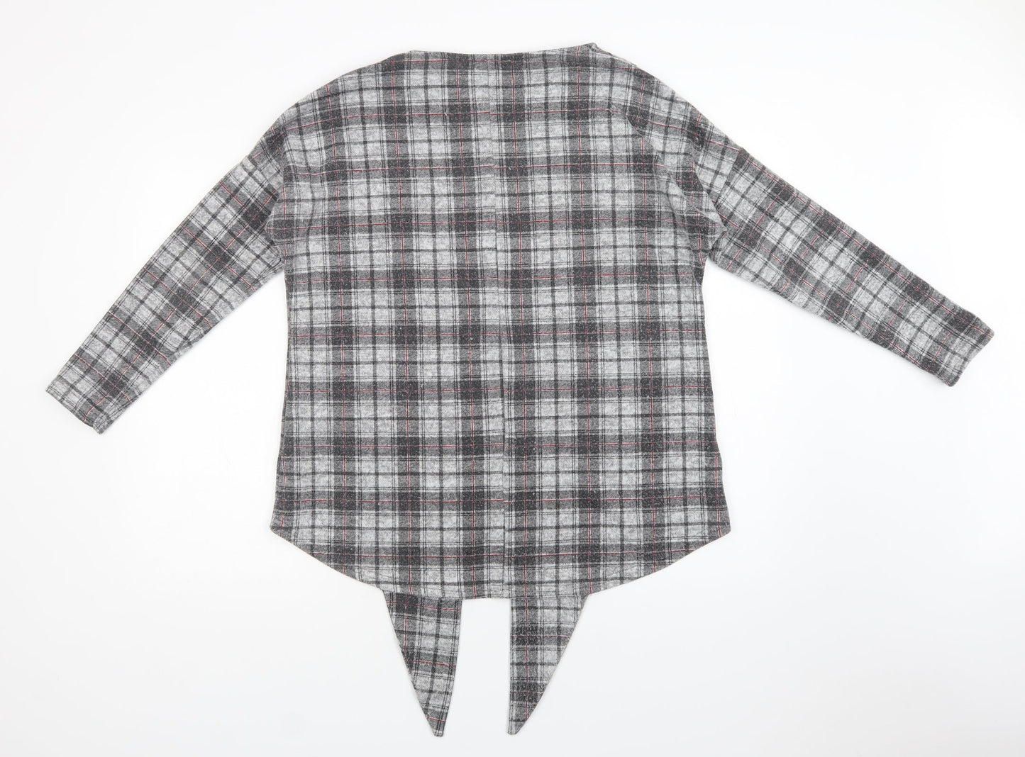 Pep & Co Womens Grey Check Polyester Basic Blouse Size 14 Round Neck