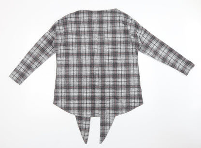 Preloved Pep & Co Womens Grey Check Polyester Basic Blouse Size 14 Round Neck - Back