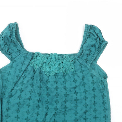 MK Womens Green  Cotton Basic Blouse Size 12 Round Neck