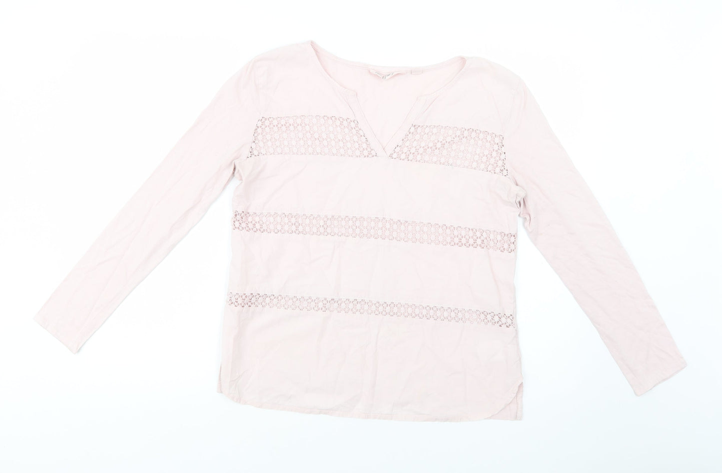 H&M Womens Pink  Cotton Basic Blouse Size M V-Neck