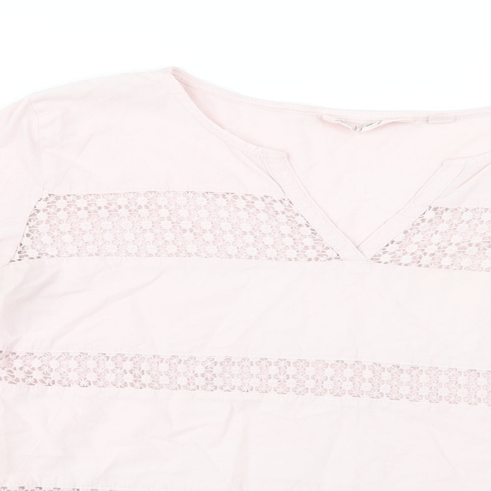 H&M Womens Pink  Cotton Basic Blouse Size M V-Neck