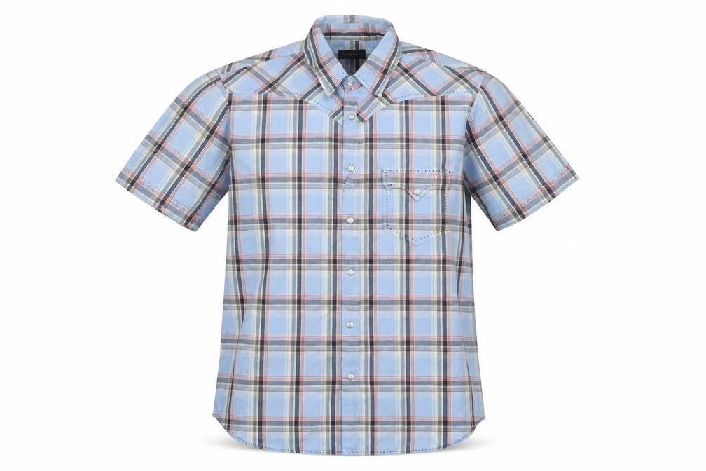 Burton Mens Blue Check Cotton  Button-Up Size L Collared Snap