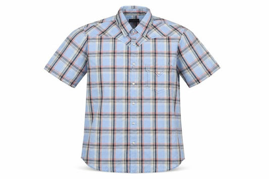 Burton Mens Blue Check Cotton  Button-Up Size L Collared Snap