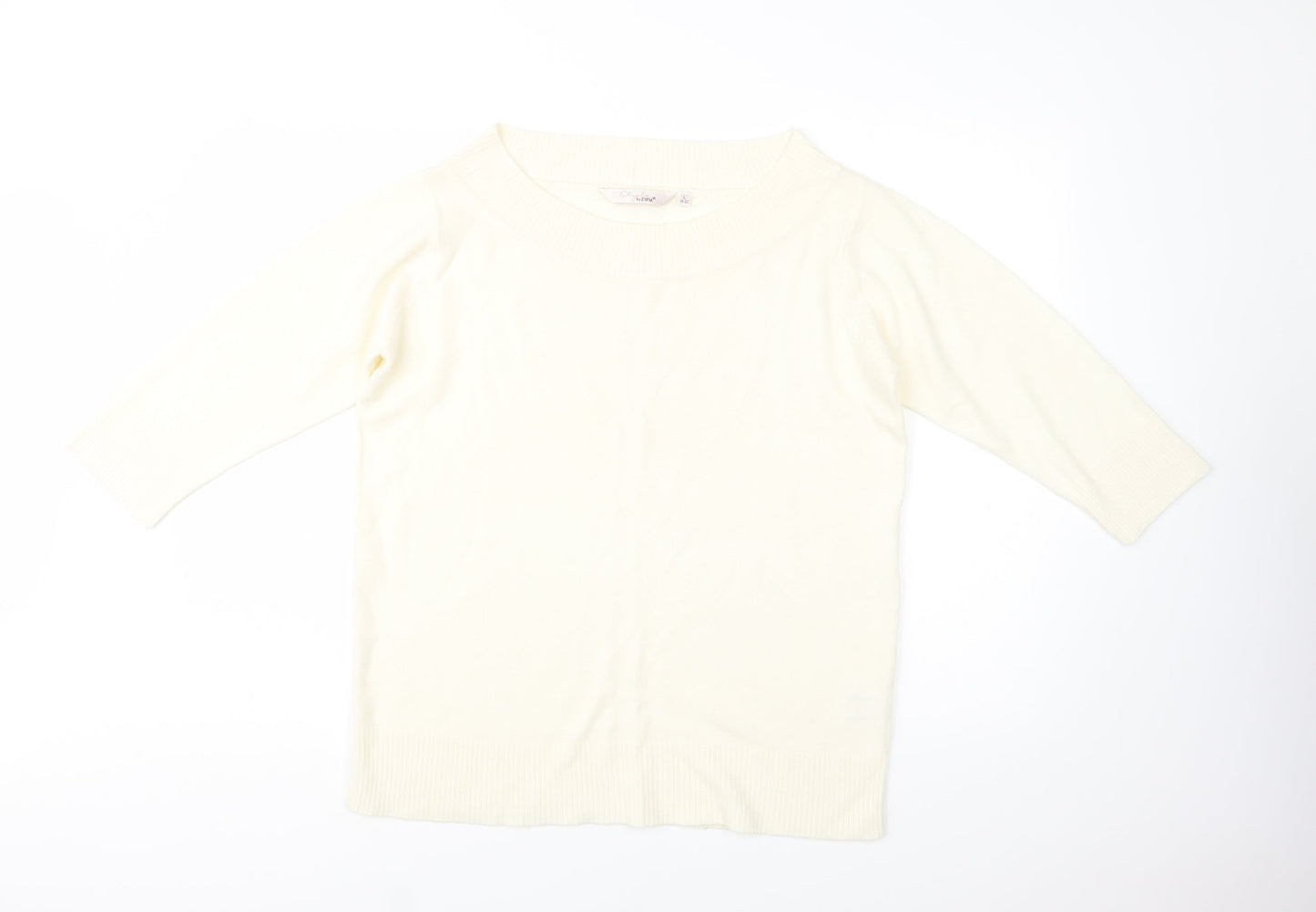 EWM Womens Ivory Boat Neck  Acrylic Pullover Jumper Size 18