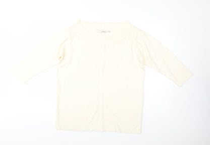 EWM Womens Ivory Boat Neck  Acrylic Pullover Jumper Size 18