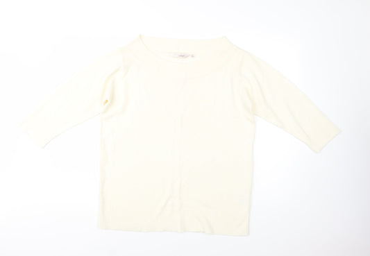 EWM Womens Ivory Boat Neck  Acrylic Pullover Jumper Size 18