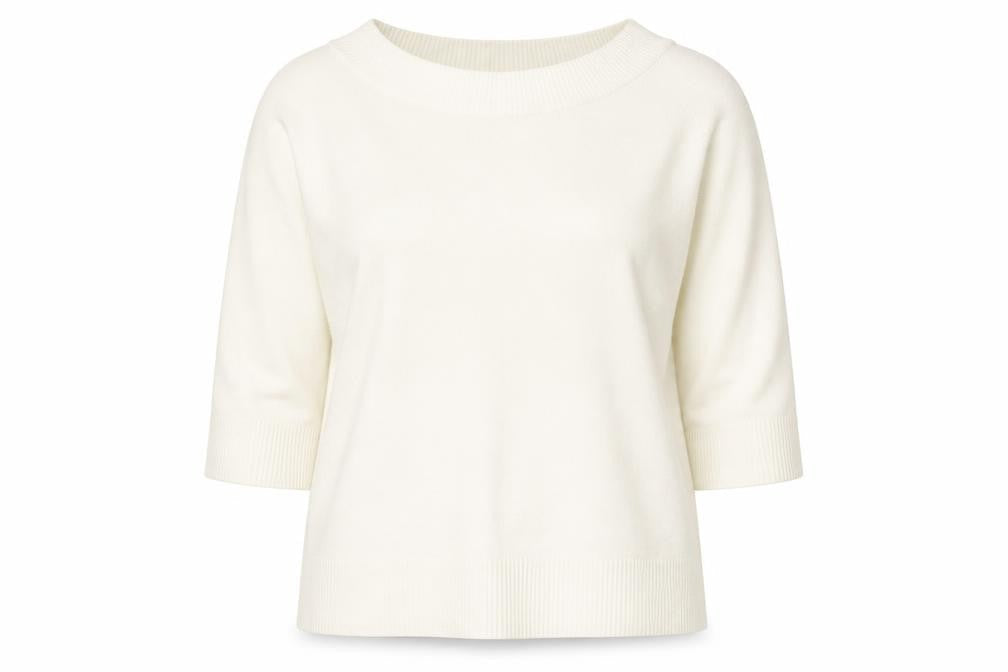 EWM Womens Ivory Boat Neck  Acrylic Pullover Jumper Size 18