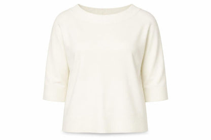 EWM Womens Ivory Boat Neck  Acrylic Pullover Jumper Size 18