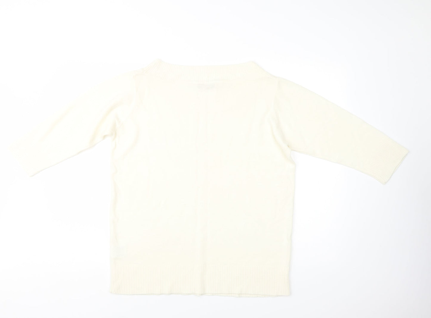 EWM Womens Ivory Boat Neck  Acrylic Pullover Jumper Size 18