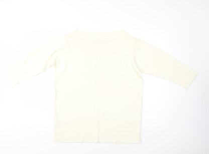 EWM Womens Ivory Boat Neck  Acrylic Pullover Jumper Size 18
