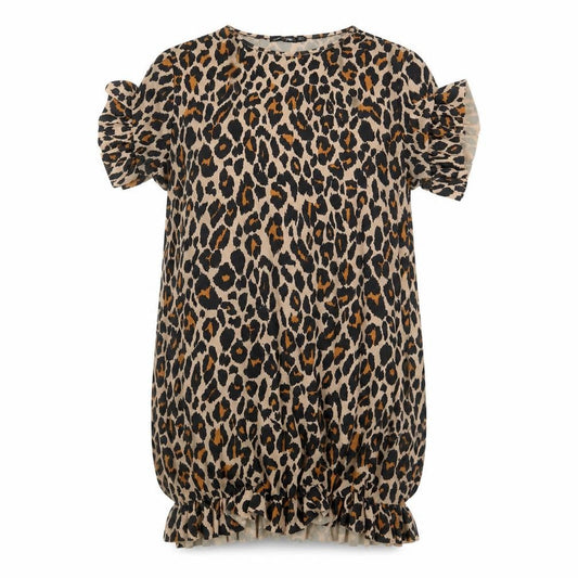 I Saw It First  Womens Brown Animal Print Polyester T-Shirt Dress  Size 6  Crew Neck