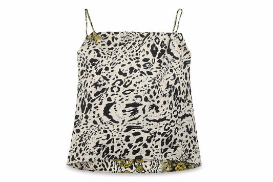 River Island Womens Beige Animal Print Polyester Camisole Blouse Size 6 Square Neck
