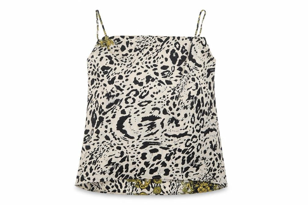 River Island Womens Beige Animal Print Polyester Camisole Blouse Size 6 Square Neck