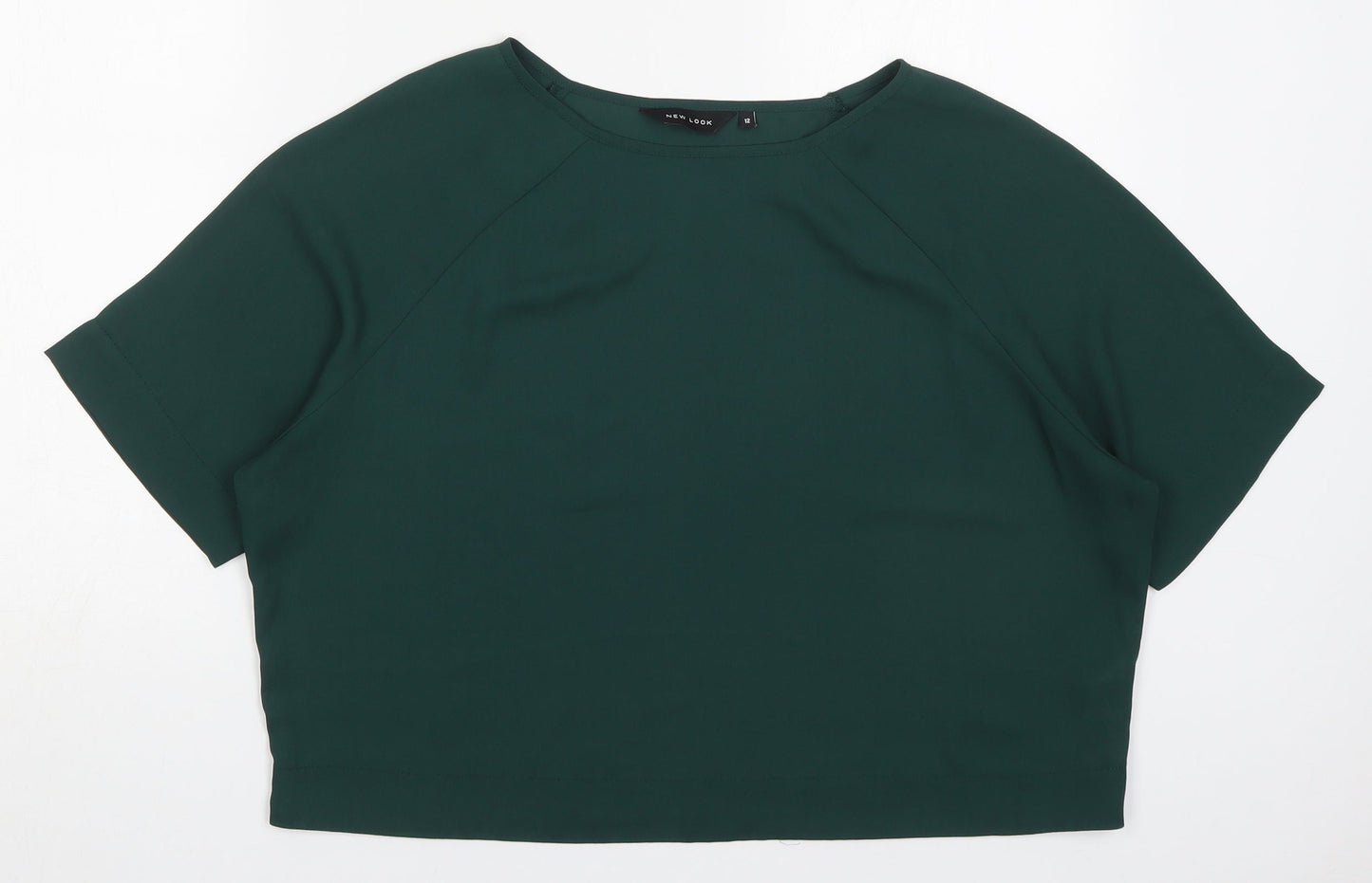 New Look Womens Green  Polyester Basic Blouse Size 12 Round Neck