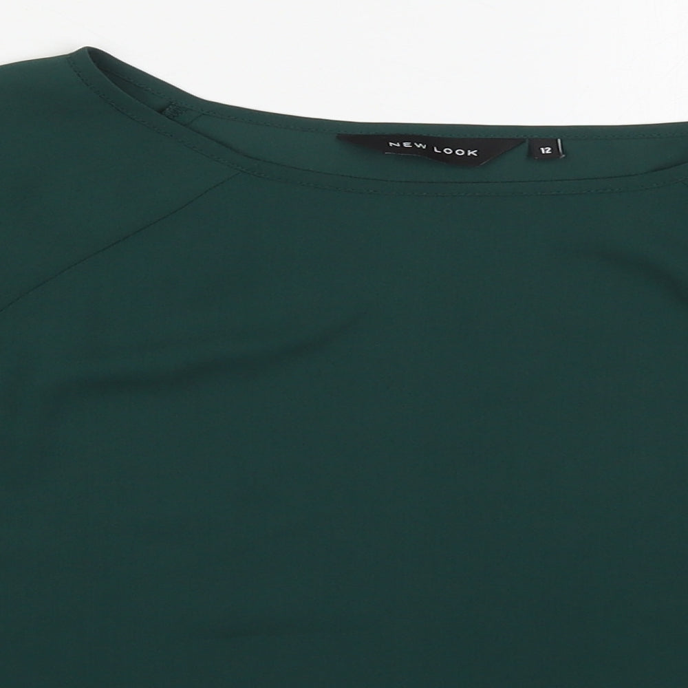 New Look Womens Green  Polyester Basic Blouse Size 12 Round Neck