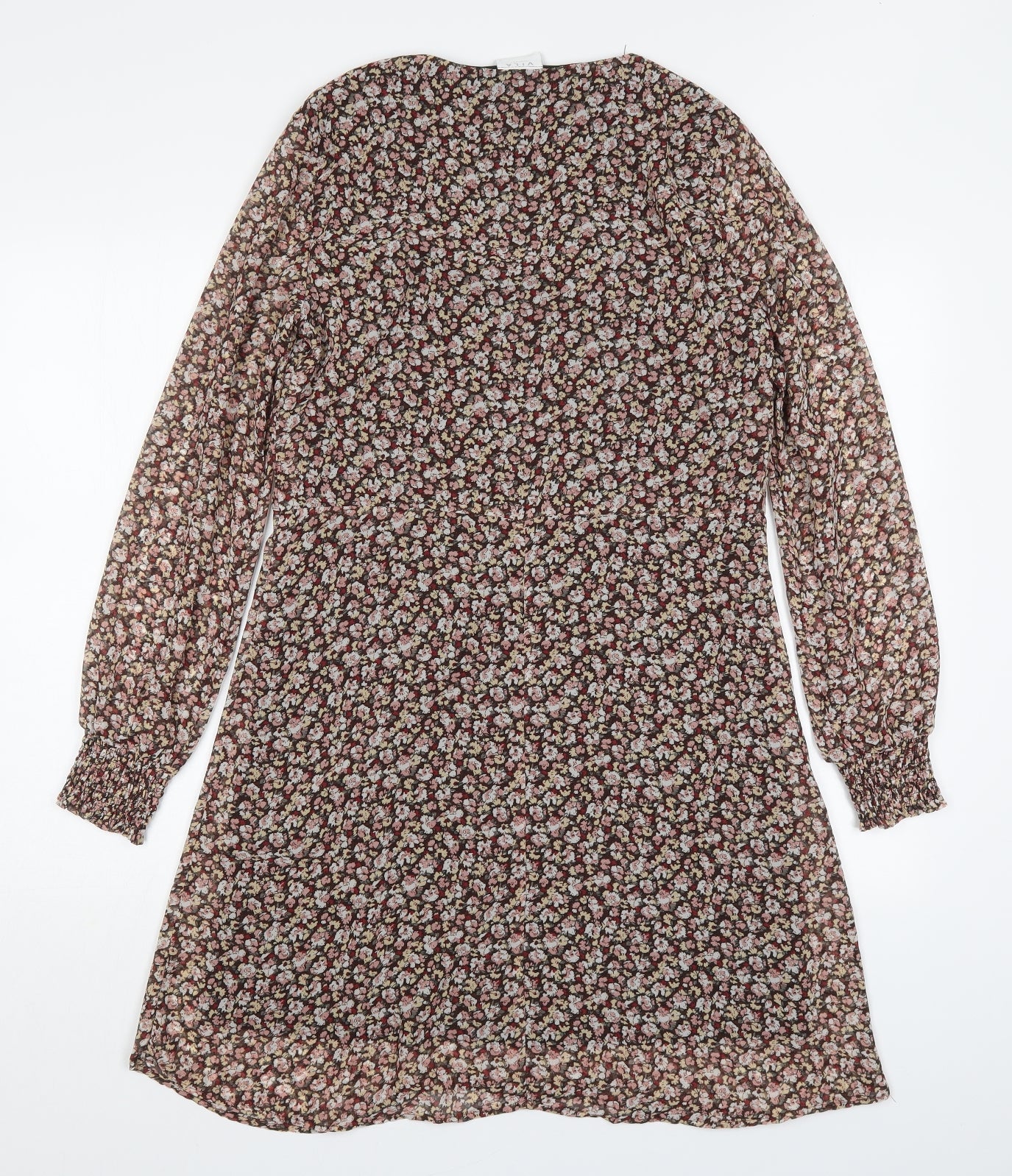 Villa Womens Multicoloured Floral Polyester A-Line  Size 8  V-Neck Pullover