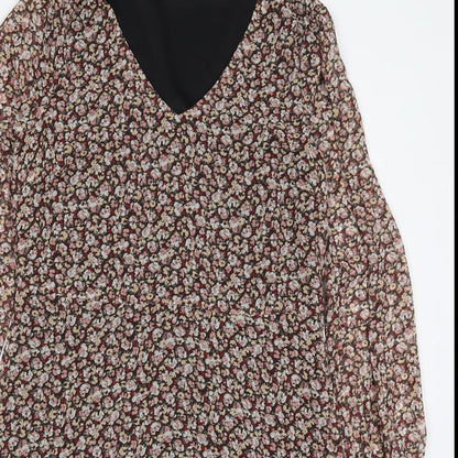 Preloved Villa Womens Multicoloured Floral Polyester A-Line  Size 8  V-Neck Pullover - Detail