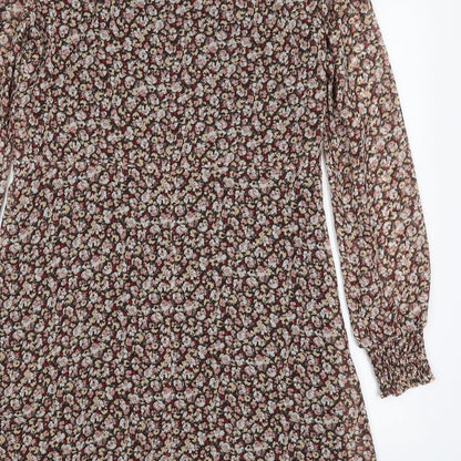 Preloved Villa Womens Multicoloured Floral Polyester A-Line  Size 8  V-Neck Pullover - Label