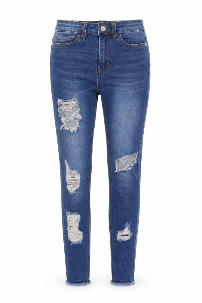 Naanaa Womens Blue  Cotton Skinny Jeans Size 6 L26 in Regular Button
