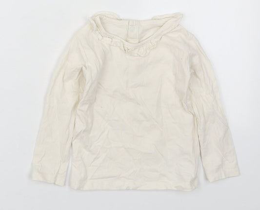 Marks and Spencer Girls White  Cotton Basic T-Shirt Size 18-24 Months Round Neck Pullover