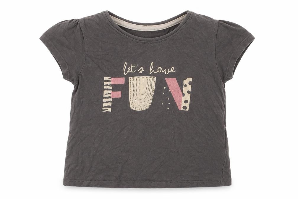 Primark Girls Grey  Cotton Basic T-Shirt Size 18-24 Months Crew Neck Pullover - Let's Have Fun