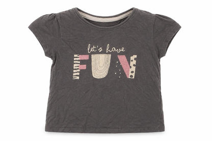 Primark Girls Grey  Cotton Basic T-Shirt Size 18-24 Months Crew Neck Pullover - Let's Have Fun