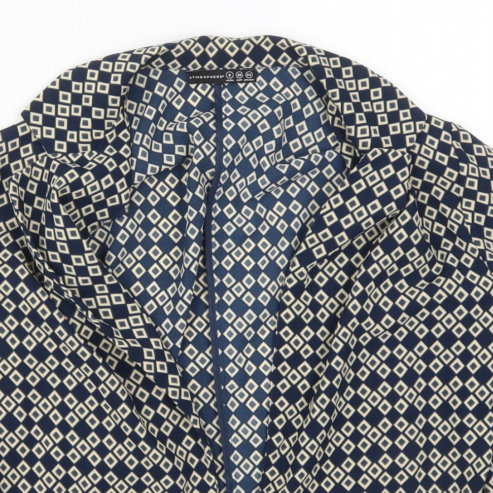 Atmosphere Womens Blue Geometric  Jacket  Size 8