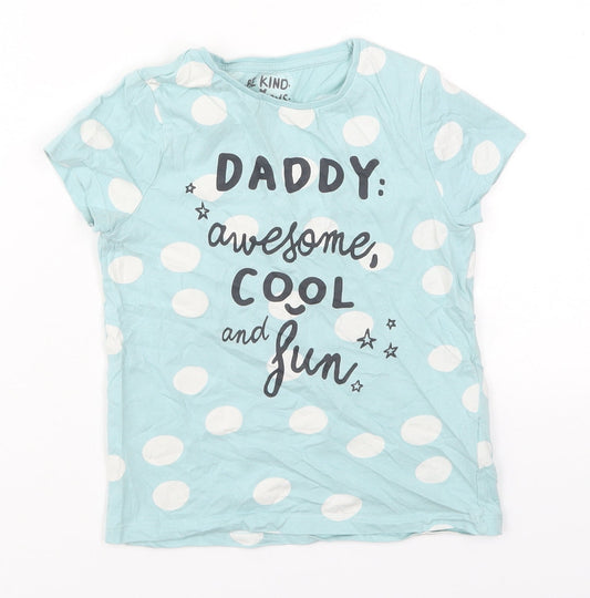 F&F Boys Blue Polka Dot Cotton  Pyjama Top Size 6-7 Years  Pullover - Daddy Awesome Cool and Fun