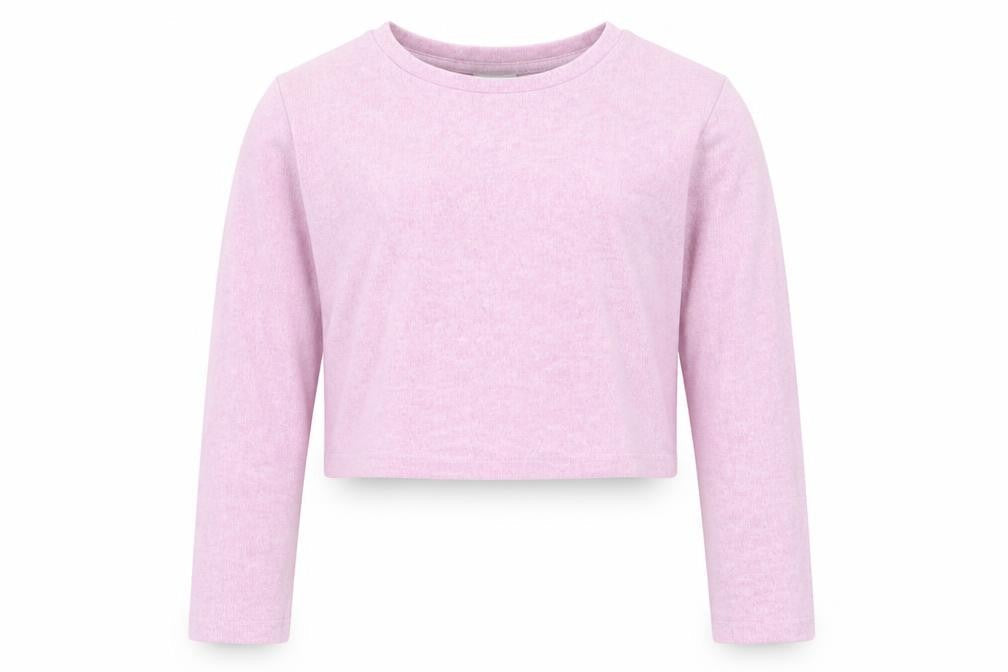 Matalan Girls Pink  Polyester Cropped T-Shirt Size 6 Years Crew Neck Pullover