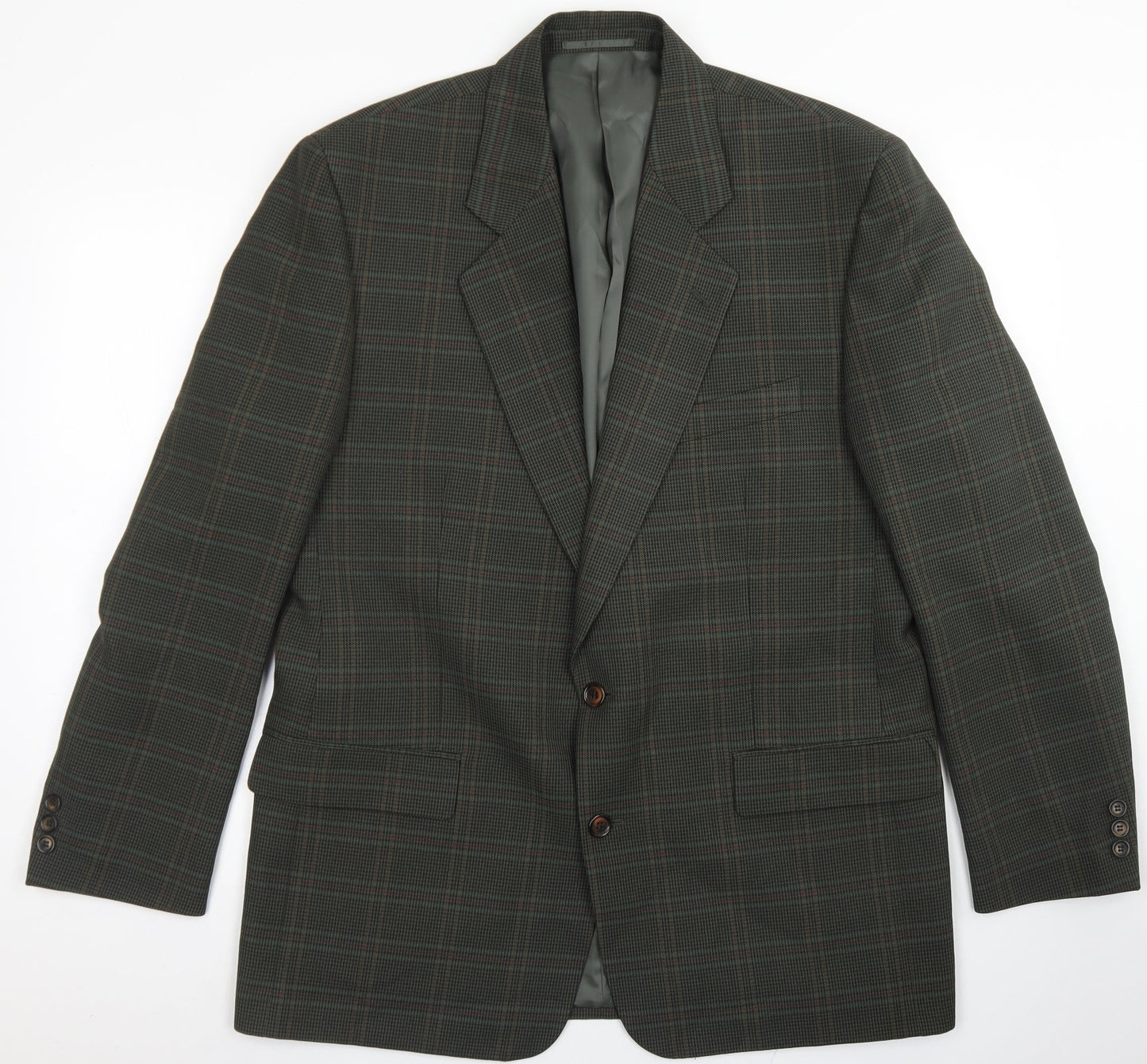 Berkertex Mens Green Plaid Polyester Jacket Blazer Size 42