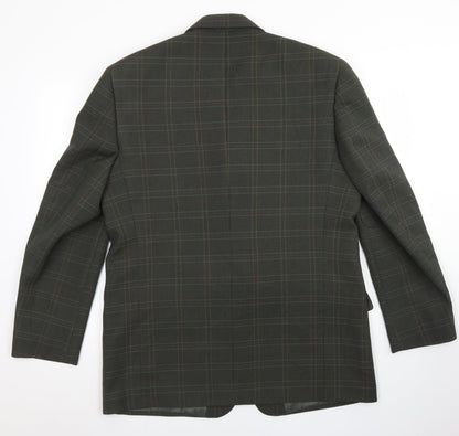 Berkertex Mens Green Plaid Polyester Jacket Blazer Size 42