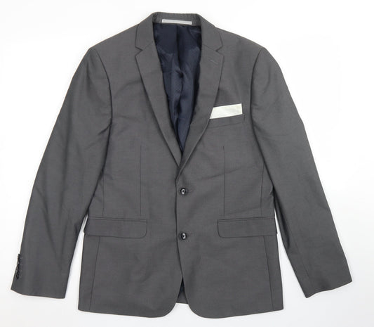 Burton Mens Grey  Polyester Jacket Blazer Size 38   - Skinny Fit